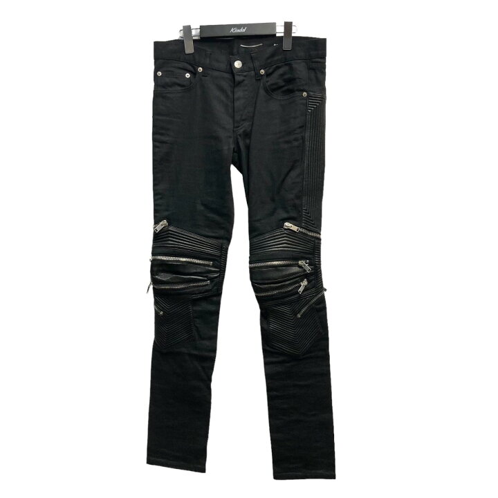 楽天市場】【中古】SAINT LAURENT PARIS レザー切替バイカーパンツ 