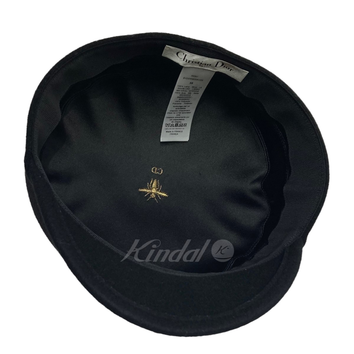 【中古】Christian Dior　BEE刺繍キャスケット帽子　81DDR920A103 ブラック サイズ：58  【200123】（クリスチャンディオール） | ブランド古着のカインドオル