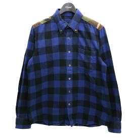 【中古】SOPHNET．SOPH-178066　Flannel Check＆Camo B．D Shirtチェックネルシャツ ネイビー×ブラック／カーキ サイズ：S【価格見直し】