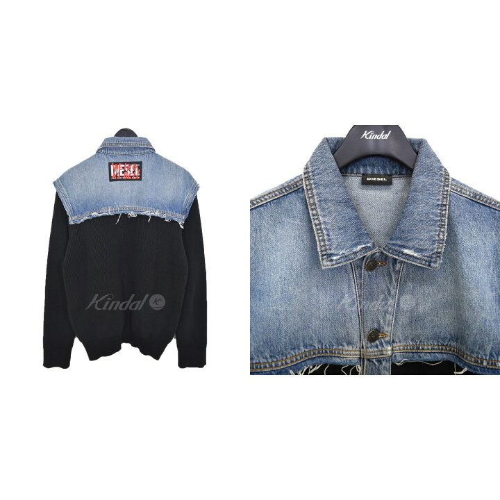 楽天市場】【中古】DIESEL デニム切替 ニットジャケット ブラック 