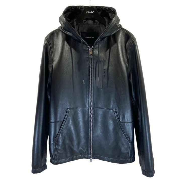 楽天市場】【中古】COACHレザージップパーカー ブラック サイズ：S 
