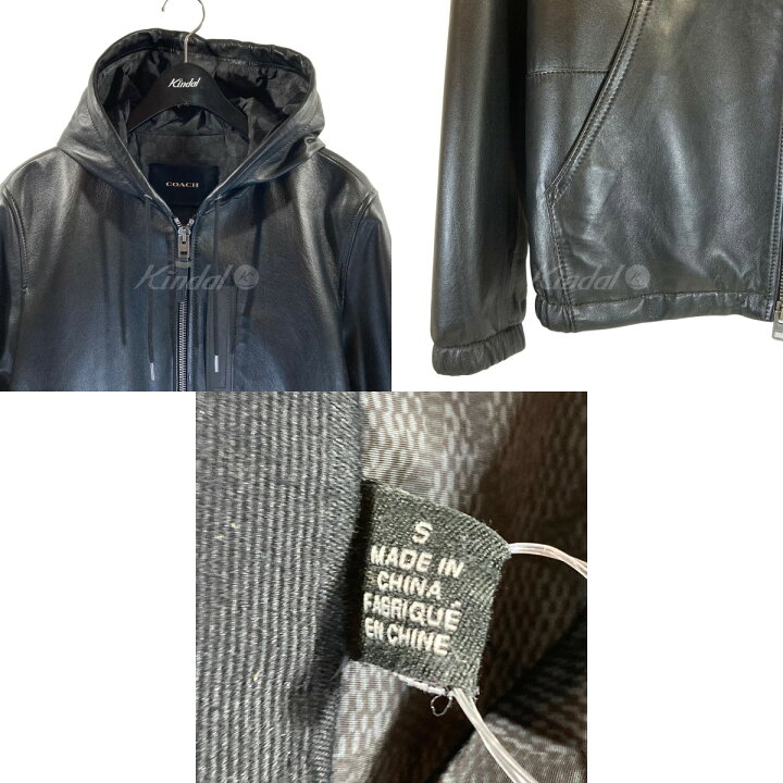 楽天市場】【中古】COACHレザージップパーカー ブラック サイズ：S  