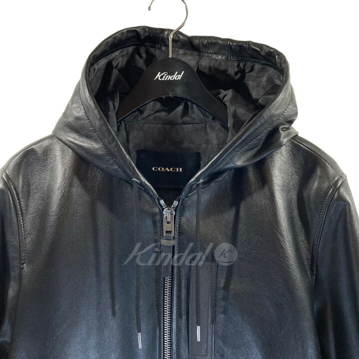 楽天市場】【中古】COACHレザージップパーカー ブラック サイズ：S 