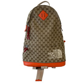 【中古】GUCCI × The North FaceGGキャンバス 650288 ミディアムバックパック ベージュ【価格見直し】