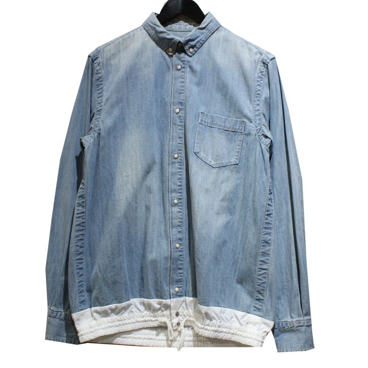 楽天市場】【中古】sacai ボタンダウンデニムシャツ ドローコード 切替 