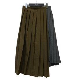 【中古】sacai22AW「Suiting Skirt」切替プリーツスカート オリーブ×グレー サイズ：0【価格見直し】