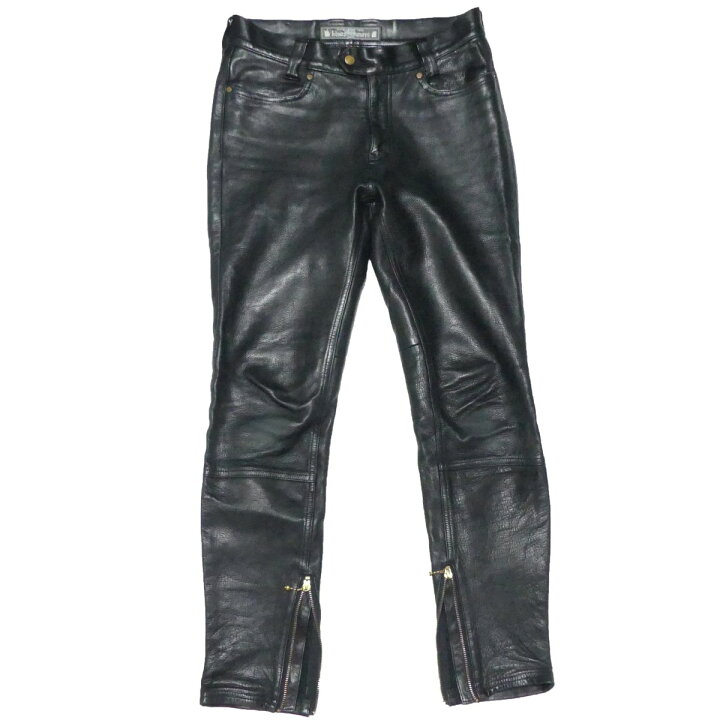楽天市場】【中古】black means レザーパンツ ボタンフライ 裾ジップ 