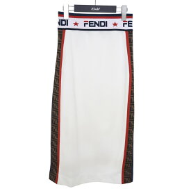 【中古】FENDI × FILAサイドライン ジャージ スカート ホワイト サイズ：40【価格見直し】