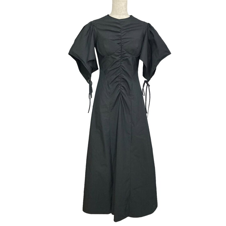 FETICO】draped sleeve shirt dress black 