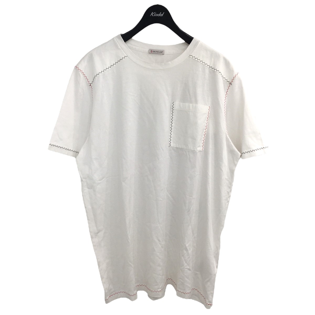 <br>MONCLER　<br>2022SS「SS T-SHIRT」ジグザグステッチTシャツ ホワイト サイズ