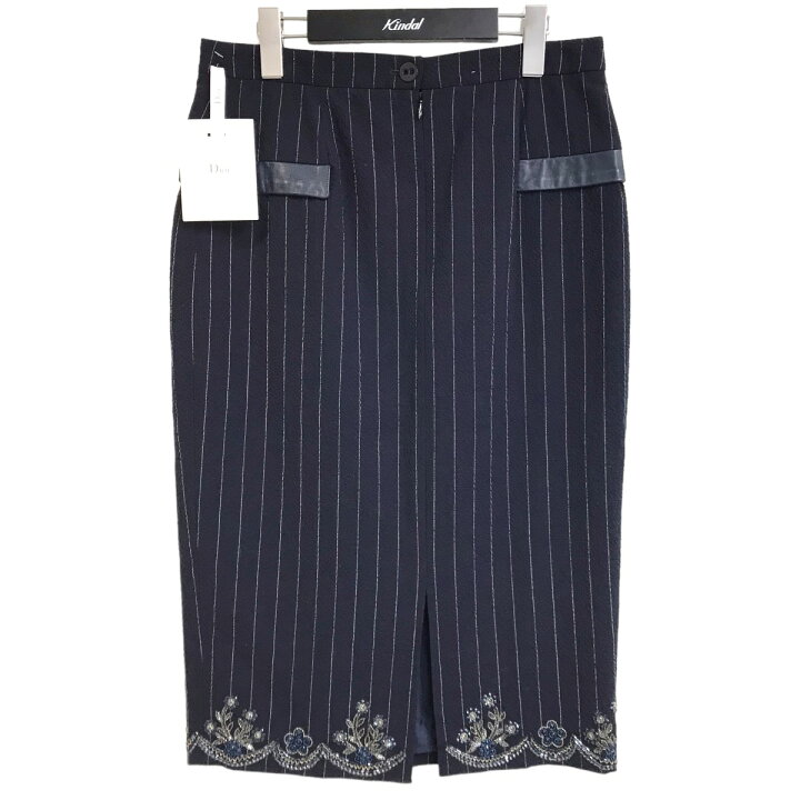 楽天市場】【中古】Christian Dior 裾ビーズ刺繍スカート ネイビー 