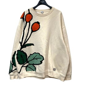 【中古】LOEWE21AW「Oversized Herbarium Sweatshirt」ハーバリウム刺繍スウェット アイボリー サイズ：M【価格見直し】