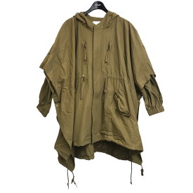 【中古】G．V．G．V．「PONCHO LAYERED COAT」 レイヤードデザインモッズコート カーキ サイズ：36【価格見直し】