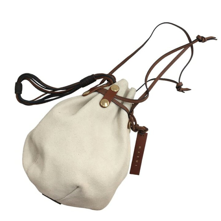 楽天市場】【中古】MARNI レザー スエード 巾着バッグ アイボリー  