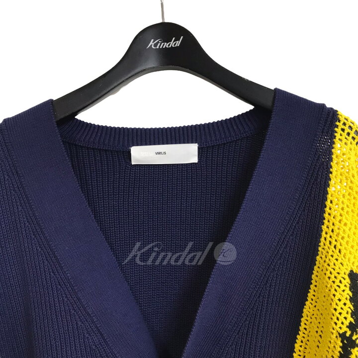 楽天市場】【中古】TOGA VIRILISロゴリブカーディガン ネイビー サイズ 