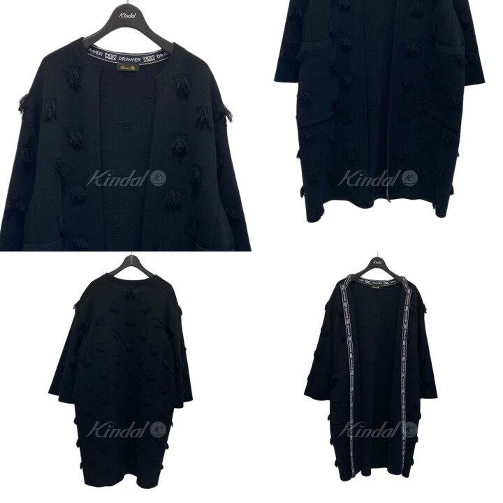 楽天市場】【中古】DRAWER ミラノフリンジニットコート ブラック 