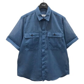 【中古】TOGA PULLAメタルバックルメッシュ半袖シャツ ブルー サイズ：38【価格見直し】