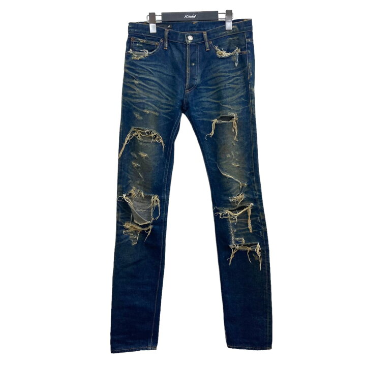 楽天市場】【中古】MINEDENIMクラッシュデニムパンツ インディゴ 