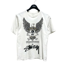 【中古】Stussy×NEIGHBORHOOD　30th Anniversary S／S Tee プリントTシャツ ホワイト サイズ：S 【100623】（ステューシー×ネイバーフッド）