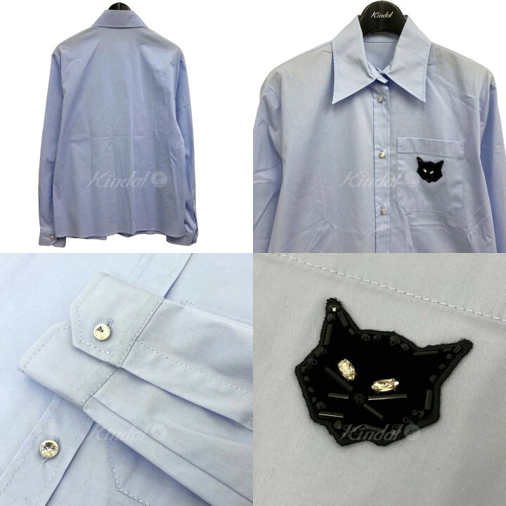 楽天市場】【中古】miu miu キャットワッペンシャツ ブルー サイズ：36 