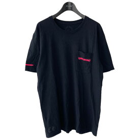 【中古】CHROME HEARTS　Neon Pink Stripe Logo Tee 2212-304-0788 ブラック サイズ：L 【200623】（クロムハーツ）