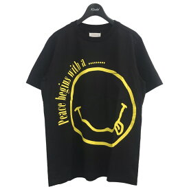 【中古】TAKAHIROMIYASHITA TheSoloIst．Peace begins with a NIRVANAプリントTシャツ ブラック サイズ：44【価格見直し】