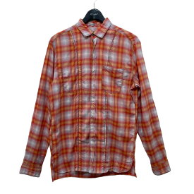 【中古】LANVINチェックシャツ オレンジ×ホワイト サイズ：38／15【価格見直し】
