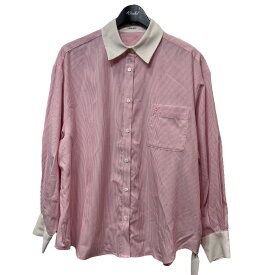 【中古】SNIDEL22SS 「オーバーサイズシャツ」 ストライプシャツ ピンク サイズ：Free【価格見直し】
