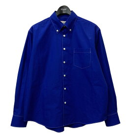 【中古】THE HANDSOME「Button-down shirt」 ステッチデザインシャツ ブルー サイズ：Free【価格見直し】
