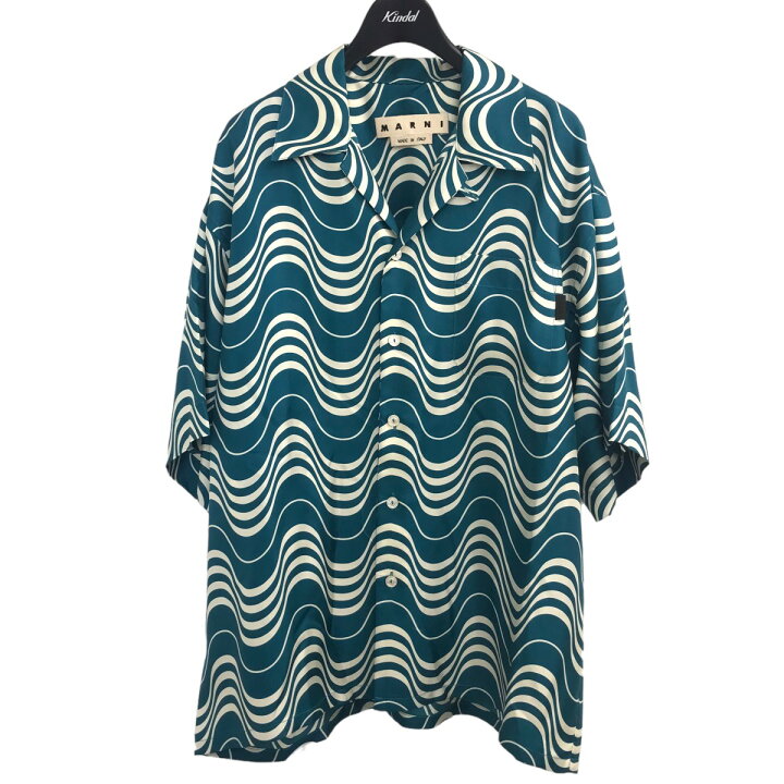 楽天市場】【中古】MARNI総柄半袖シルクシャツ ネイビー×ホワイト 
