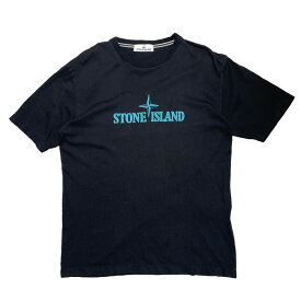 【中古】STONE ISLAND　STITCHES TWO EMBROUDERY 半袖カットソー ブラック サイズ：L 【240723】（ストーンアイランド）