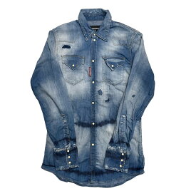 【中古】DSQUARED2CLASSIC WESTERN SHIRT デニムシャツ インディゴ サイズ：44