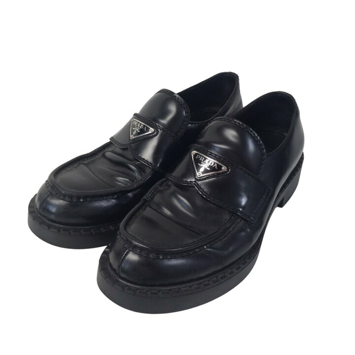 楽天市場】【中古】PRADA チョコレートブラッシュドローファー 