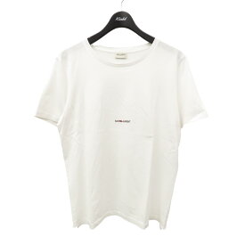 【中古】SAINT LAURENT PARISクラシックスクエアロゴTシャツ ホワイト サイズ：L【価格見直し】
