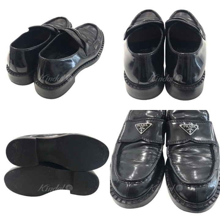 楽天市場】【中古】PRADAチョコレートブラッシュドレザーローファー 