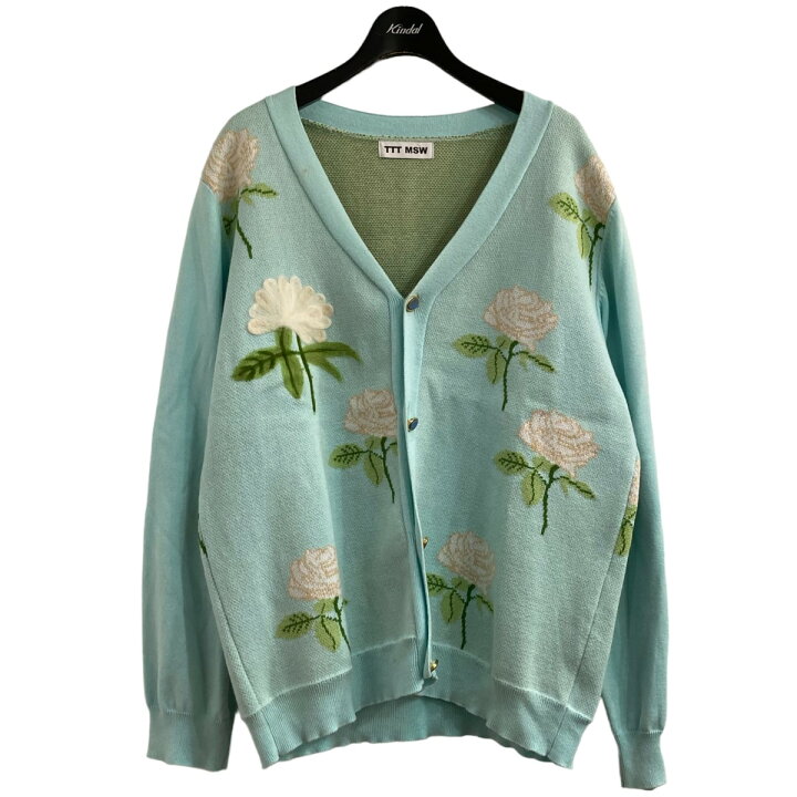 TTT_MSW ティー カーディガン 巡る L 水色x緑系xベージュ等(花柄  