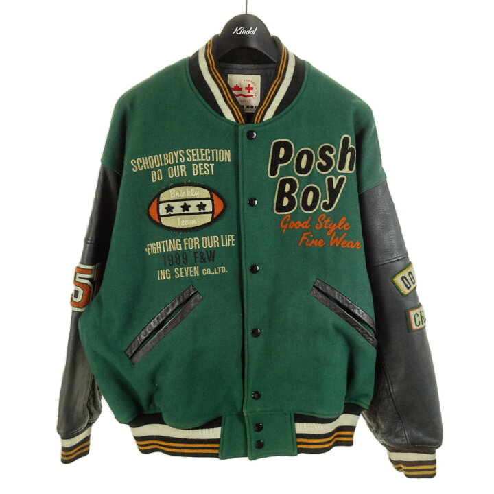 楽天市場】【中古】POSH BOYスタジャン 82L00503 グリーン×ブラック 
