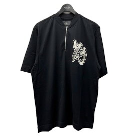 【中古】Y-3　HALF-ZIP SHORT SLEEVE TEE ハーフジップロゴTシャツ ブラック サイズ：S 【060823】（ワイスリー）