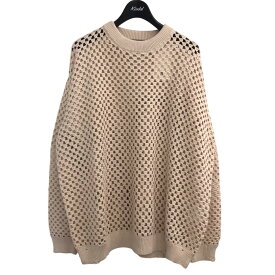 【中古】UNUSED2023SS 「Crochet crewneck sweater」コットンニット ピンクベージュ サイズ：2【価格見直し】