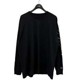 【中古】YOHJI YAMAMOTO pour homme×NEW ERAYY Signature LOGO Long sleeve T-shirt ロゴプリントTシャツ ブラック サイズ：XXL【価格見直し】