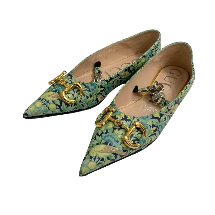 楽天市場】【中古】GUCCI ×リバティ ゴールドビット ポインテッドトゥ 