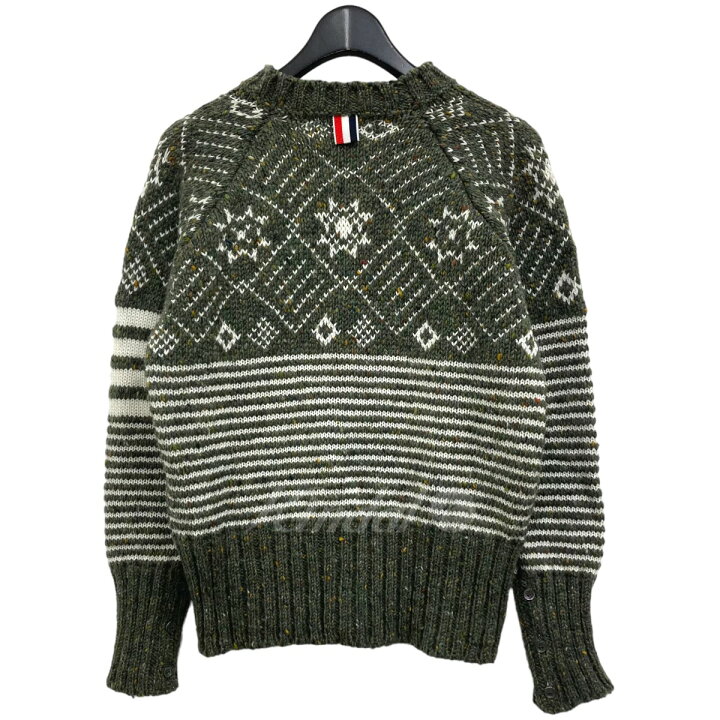 楽天市場】【中古】THOM BROWNE ノルディック柄ニット オリーブ サイズ 
