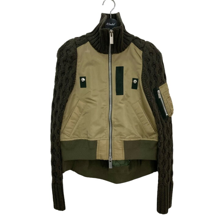 楽天市場】【中古】sacai ニット ドッキング MA-1ジャケット カーキ 