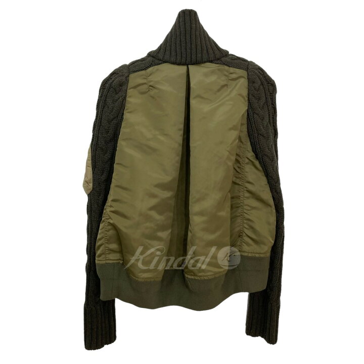 楽天市場】【中古】sacai ニット ドッキング MA-1ジャケット カーキ 