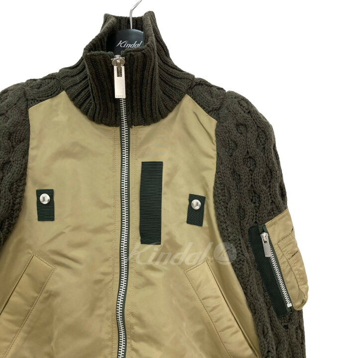楽天市場】【中古】sacai ニット ドッキング MA-1ジャケット カーキ 