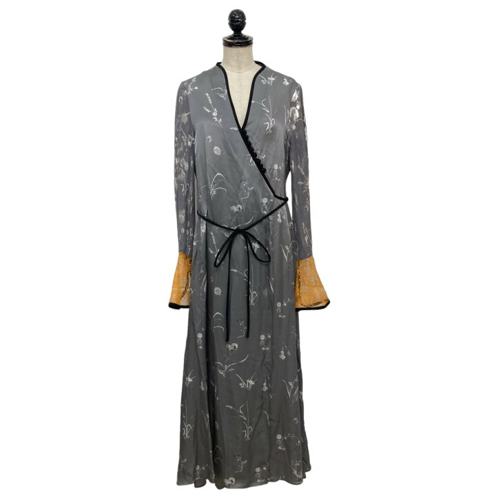 楽天市場】【中古】mame kurogouchi Silk Lame Print V-Neck Dress 