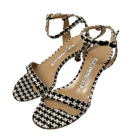 【中古】PELLICO　Classic Houndstooth Sandals 22SS サンダル ホワイト×ブラック サイズ：34(21cm) 【250823】（ペリコ）