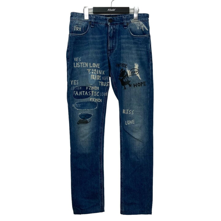 楽天市場】【中古】FENDIバッグバグズ ダメージ加工デニムパンツ  