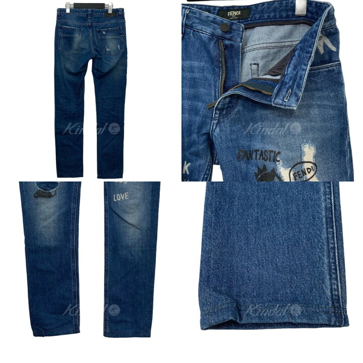 楽天市場】【中古】FENDIバッグバグズ ダメージ加工デニムパンツ 