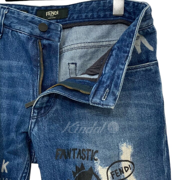 楽天市場】【中古】FENDIバッグバグズ ダメージ加工デニムパンツ 